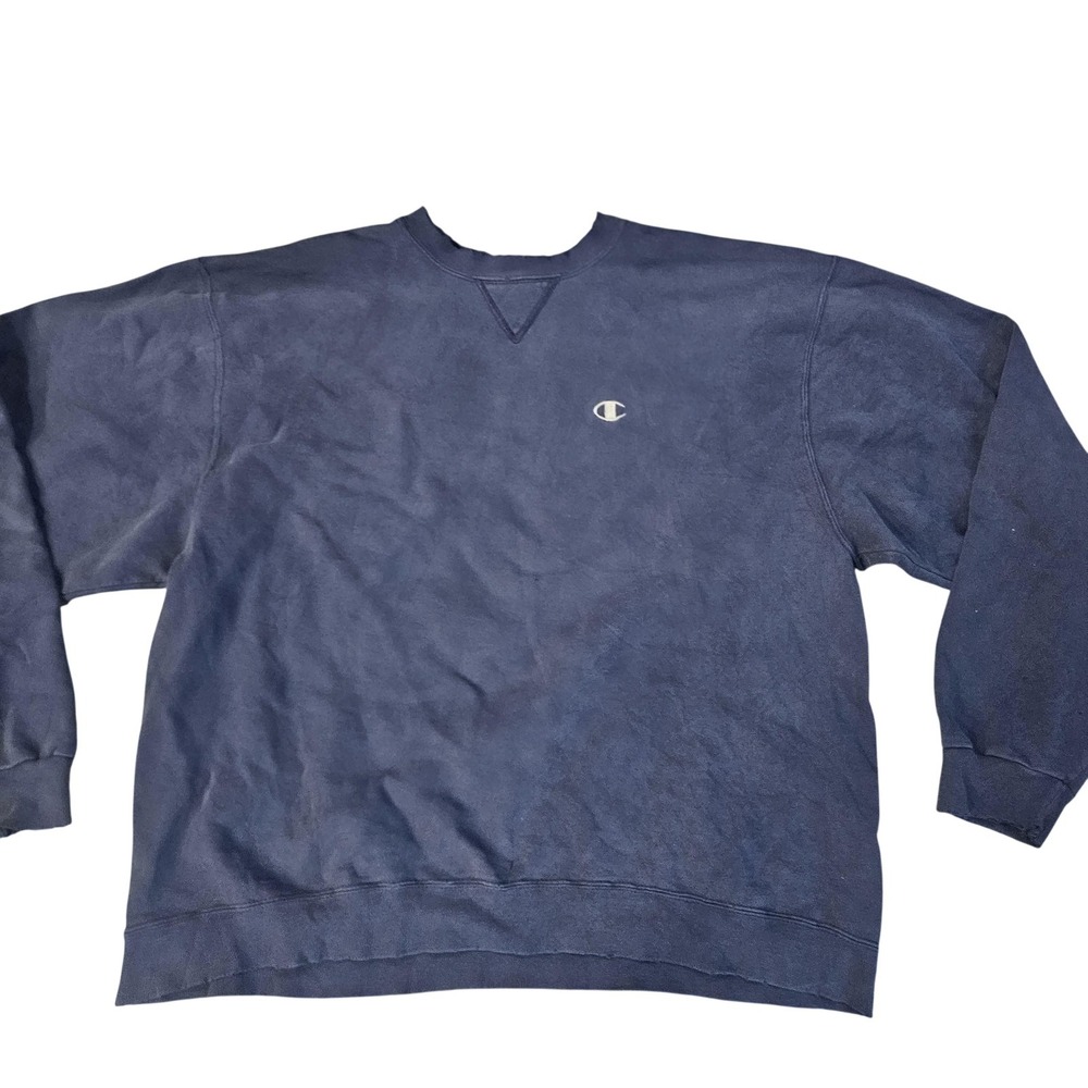Champion Sweatshirt Mens XL Blue Crewneck Pullover Fleece Small Logo Casual
